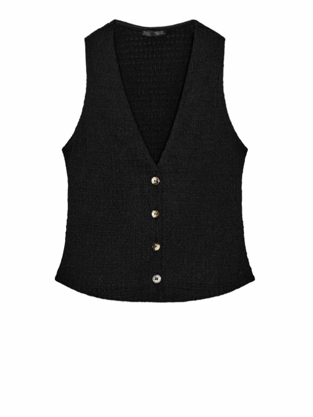 Zara Black Knit Button-Front Tank Top
